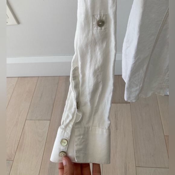 White H&M blouse with ruffle collar and roll-up sleeves - size 34 / 4 - Picture 5 of 9